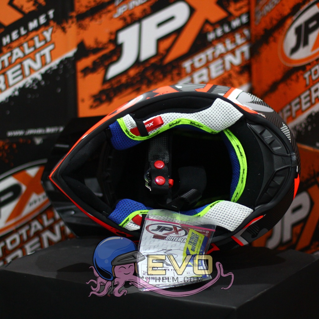 HELM JPX CROSS_FOX1 SERI X35 - FLUO RED DOFF + GOOGLE SNAIL (ONGKIR 2 KG) HELM JPX X35 RED DOFF ORIGINAL JPX CROSS X35 JPX HELM KLX JPX MOTIF X35 ORANGE HELM JPX TERBARU