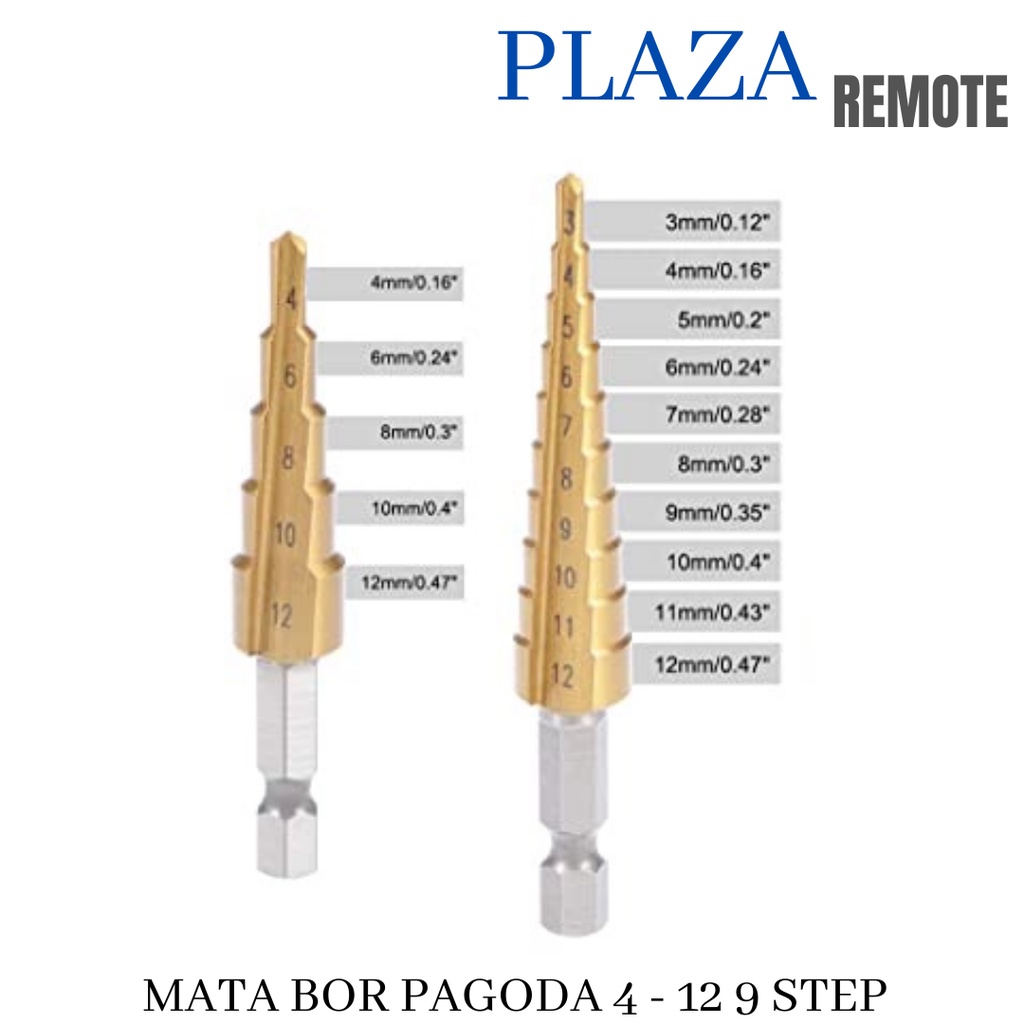 MATA BOR PAGODA STEP DRILL HSS 4 - 12 9 STEP KERUCUT