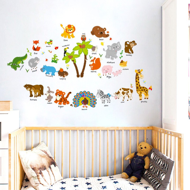 RELIZA WALL STICKER ANIMAL HEWAN ANAK ZOO STIKER DINDING SK9296