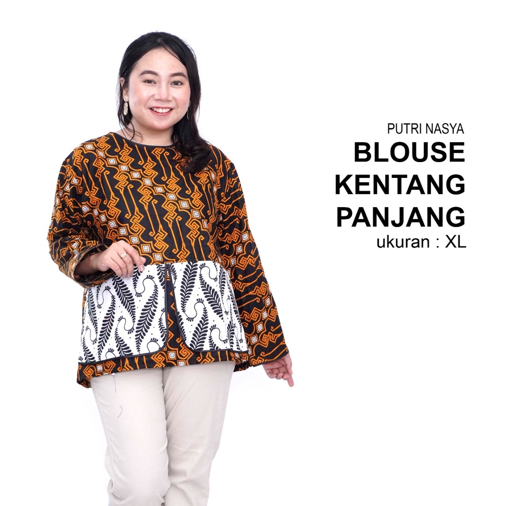 Blouse Big Size Wanita Atasan Batik Jumbo Kerja L-XL-2L-3L-4L-5L-6L-7L Model Blus Jumbo Seragam Batik / Atasan Formal Kantor Big Size Wanita