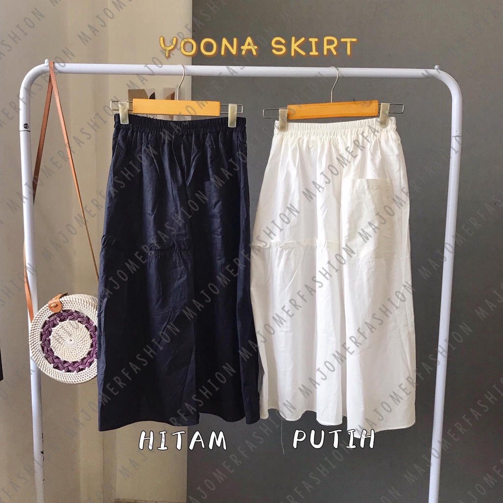 MAJOMER ® | KOREAN YOONA SKIRT - MIDI SKIRT - ROK WANITA-1