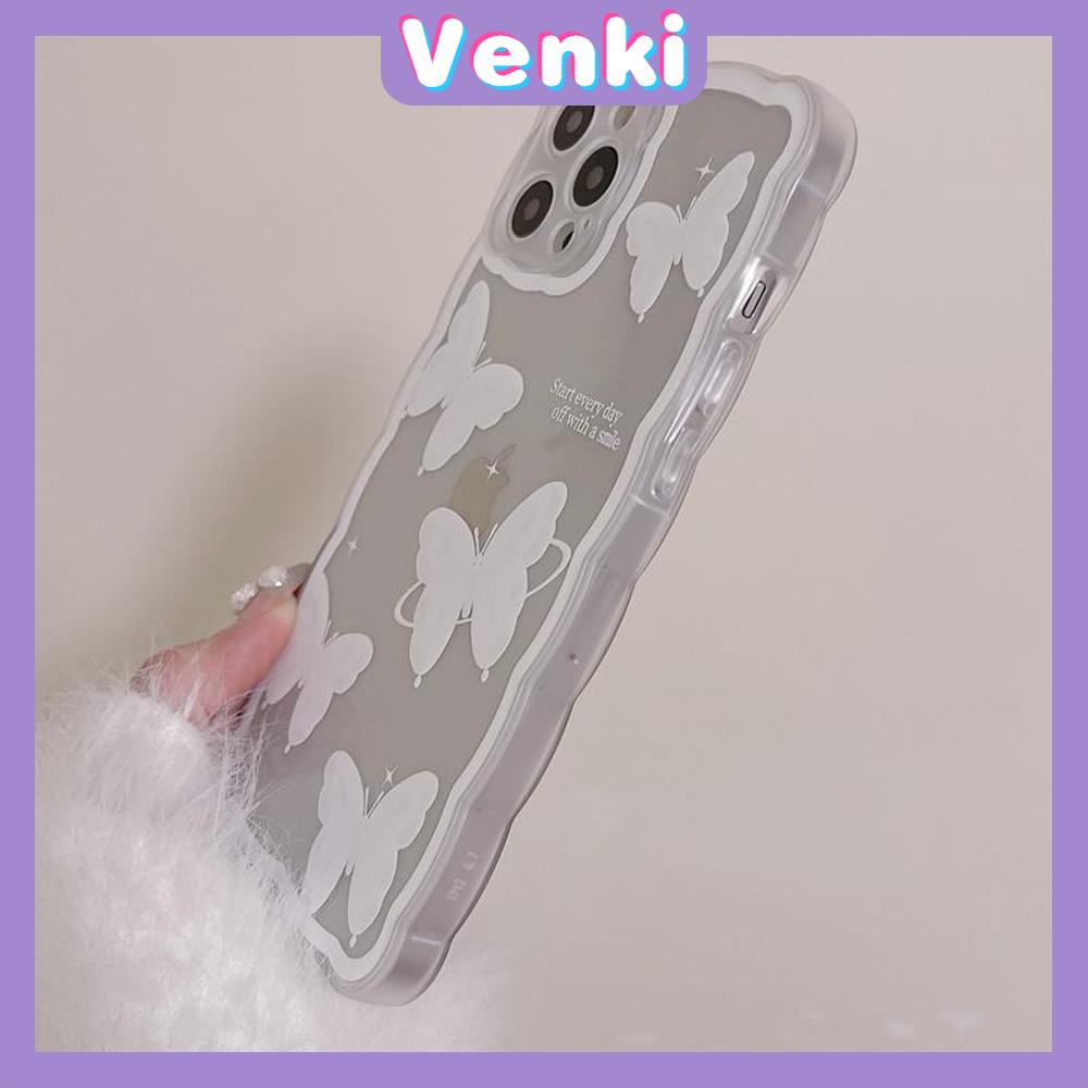 iPhone Case Silicone Soft Case Clear Case Wave Non-Slip Shockproof Camera Full Coverage Protection White Butterfly For iPhone 13 Pro Max iPhone 12 Pro Max iPhone 11 iPhone 7 Plus