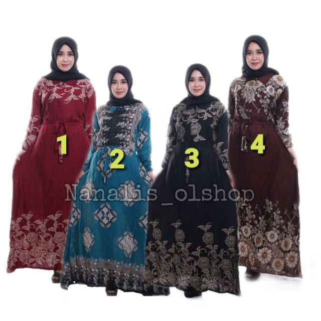  Gamis  Fathaya Fashion Wanita Gamis  Batik  Modern  Dress 