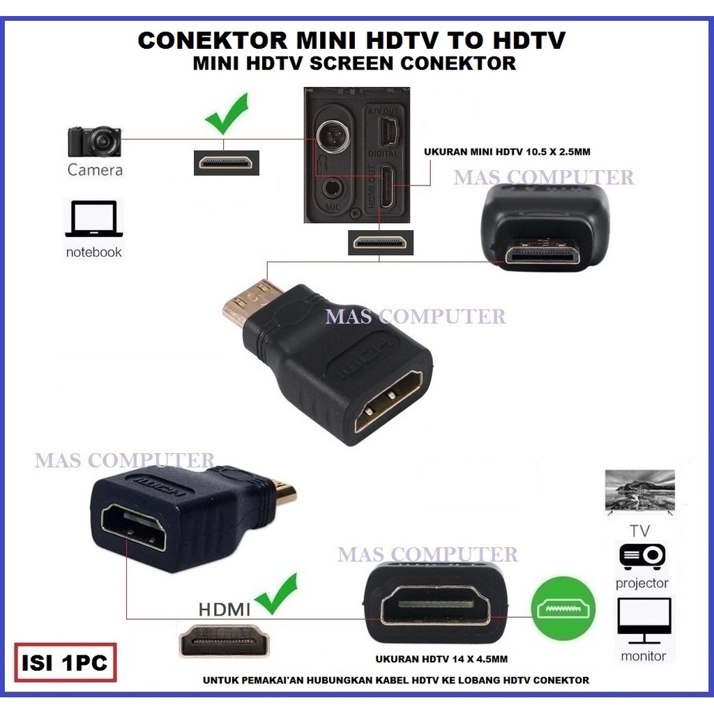 Conektor Mini Hdmi to Hdmi / Mini Hdmi to Hdmi / Conektor Mini Hdtv