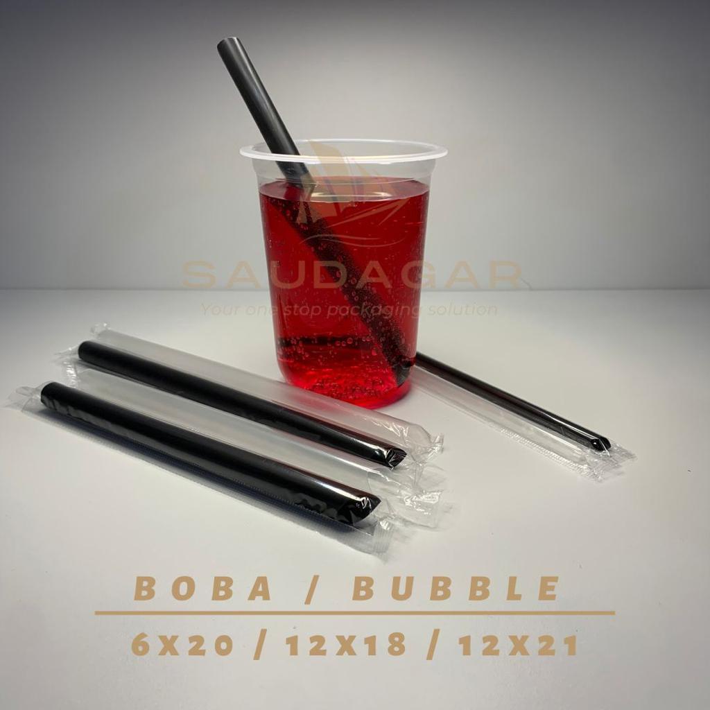 Sedotan Bubble lancip / boba Straw bungkus plastik higienis