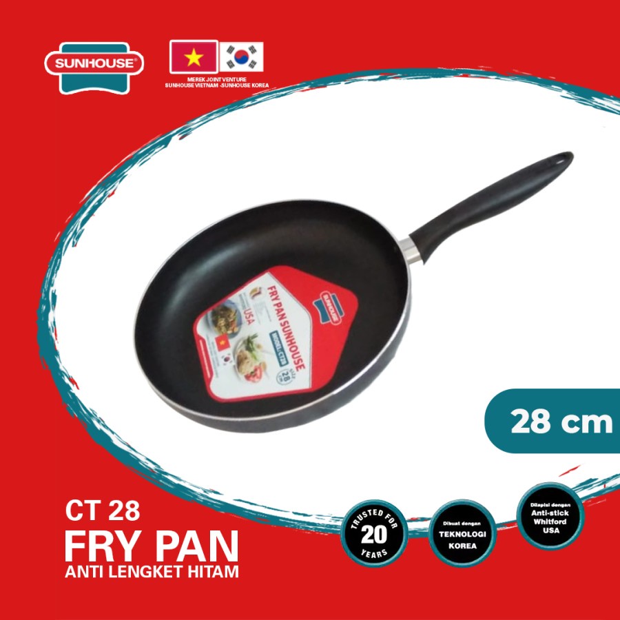 Sunhouse CT28 Fry Pan Marble Wok Anti Lengket Hitam 28 cm