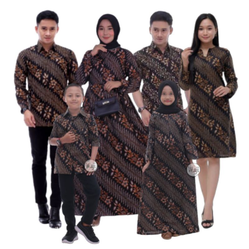 BATIK COUPLE KELUARGA sania ruffle ori ndoro jowi dnt motif bunga garis miring