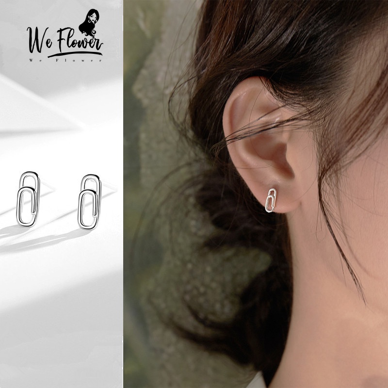 We Flower Anting Tusuk Silver s925 Bentuk Peniti Minimalis Hypoallergenic Untuk Wanita