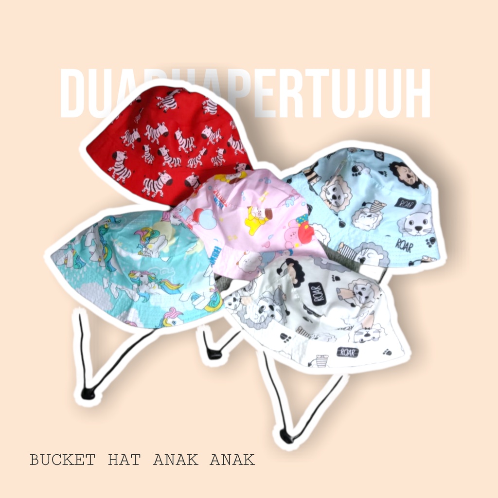 TOPI ANAK 4-7 TAHUN BUCKET TALI ANAK ANAK BUCKET ANAK TALI BUCKET HAT ANAK BUCKET ANAK MOTIF LUCU BUCKET KANVAS ANAK