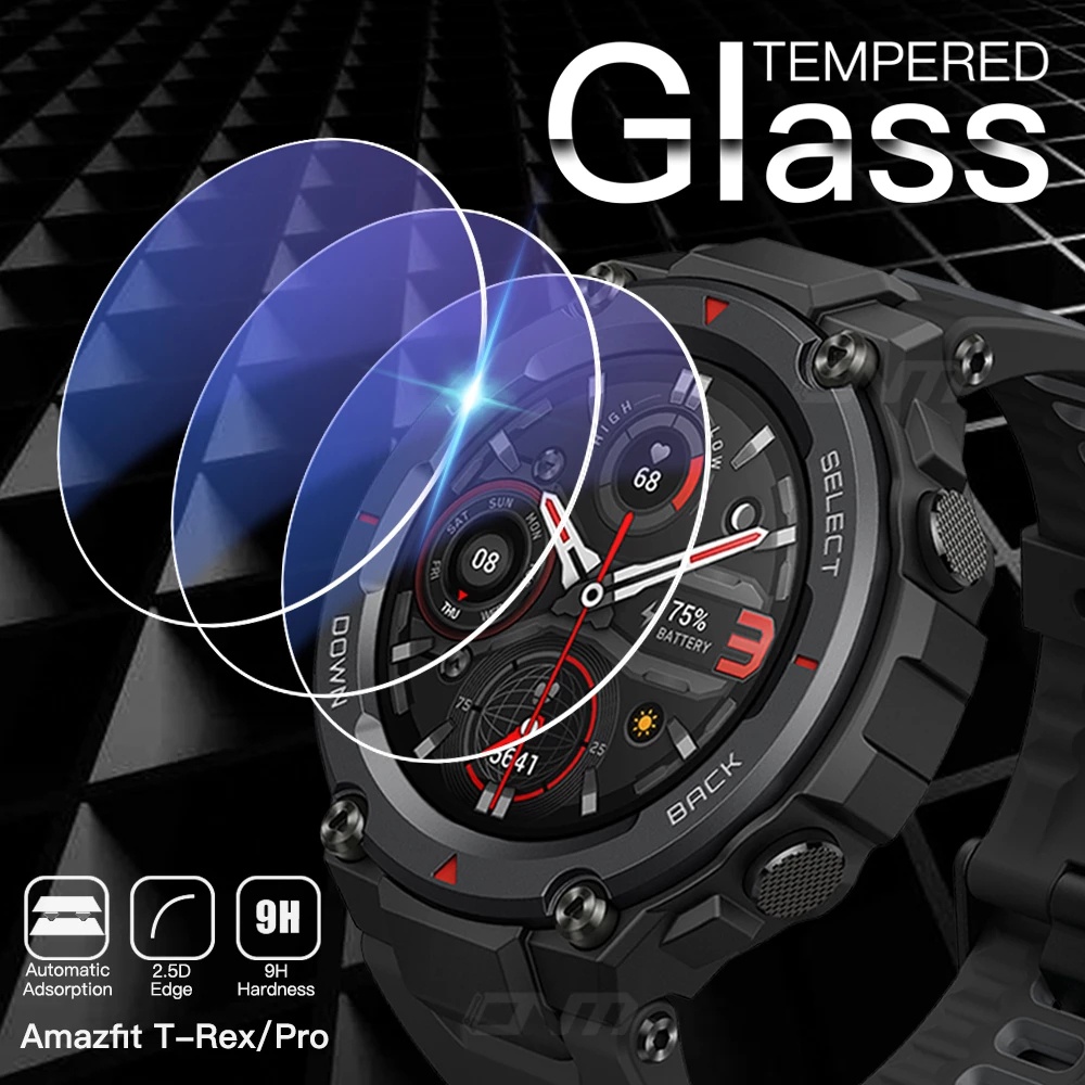 Pelindung Layar Tempered Glass HD Anti Gores Untuk Smartwatch Huami Amazfit T-REX