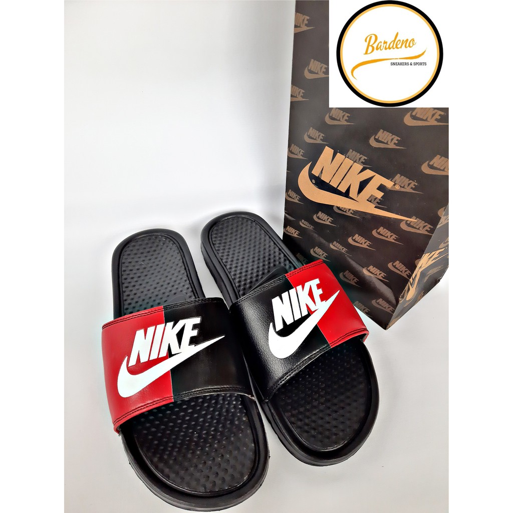 nike benassi black and red