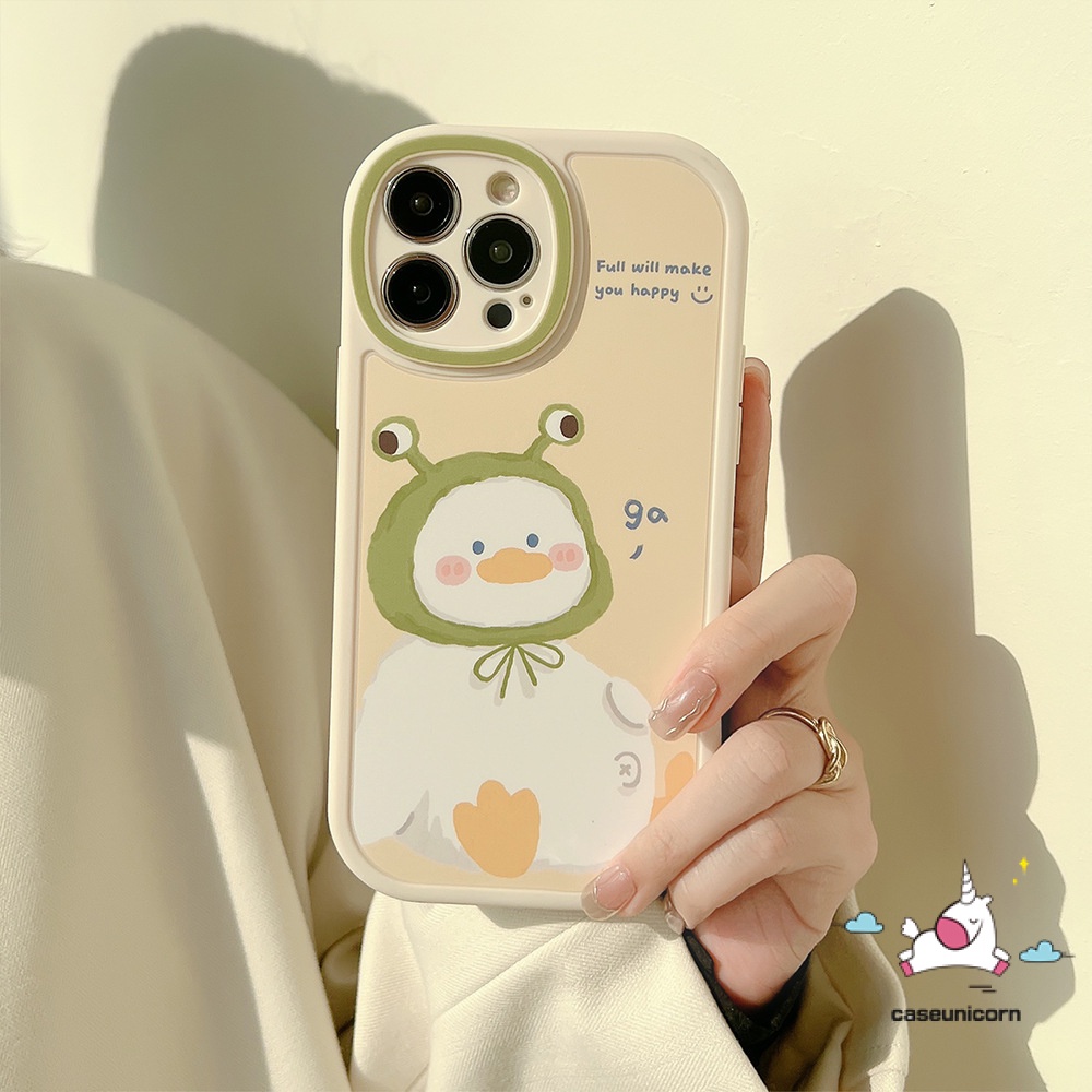Ins Kartun Lucu Bebek Casing Ponsel Kompatibel Untuk iPhone 11 8plus 7plus XR X XS Max 14 13 11 12 Pro Max 7 8 6 6s Plus SE 2020pelindung Kamera Lonely Kodok TPU Lembut Lucu Penutup Belakang