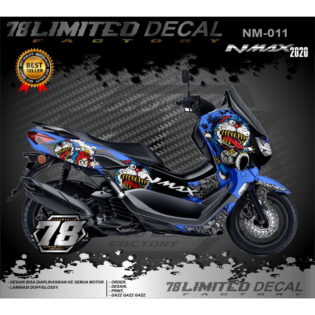 DECAL NMAX NEW - STIKER FULL BLOK NMAX 2020 - DESAIN DORAEMON ZOMBIE - STIKER NMAX FULL BODY