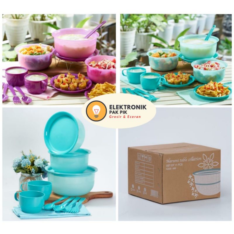 WADAH TEMPAT MAKAN HARUMI 11 SET WARNA WARNI / PENYIMPANAN MAKANAN / TEMPAT MAKAN MURAH