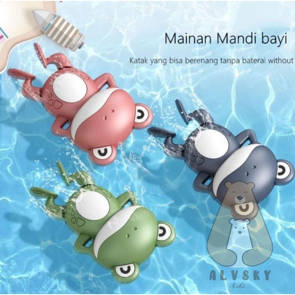 MAINAN KATAK KODOK BERENANG BERGERAK DALAM AIR BABY BATH TOYS MAINAN MANDI BAYI TANPA BATERAI