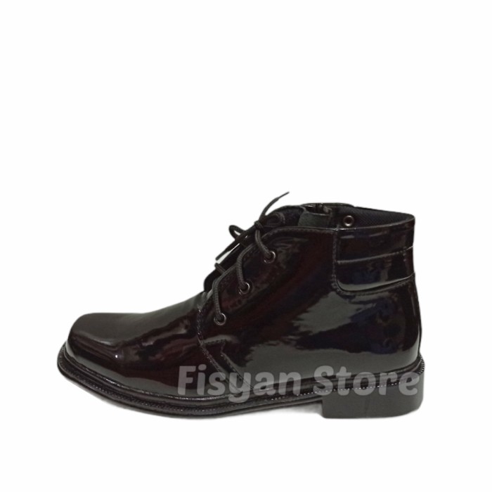 Sepatu PDH Tali dan Sleting Hitam Mengkilap AS 094