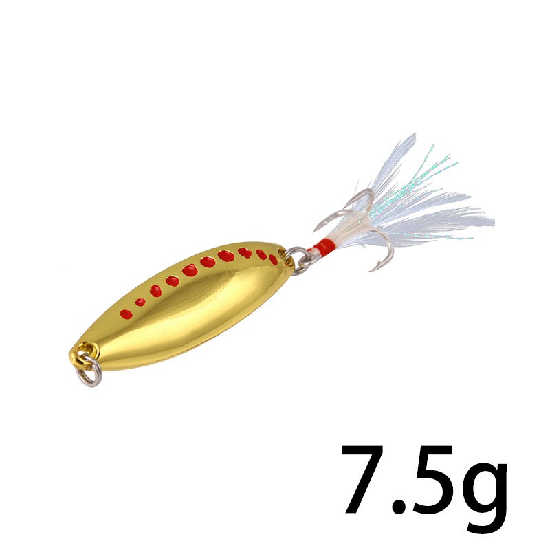 1pc Umpan Pancing Spoon Spinner Bahan Metal 7.5g 10g 15g 20g Dengan Bulu Fishing Lure