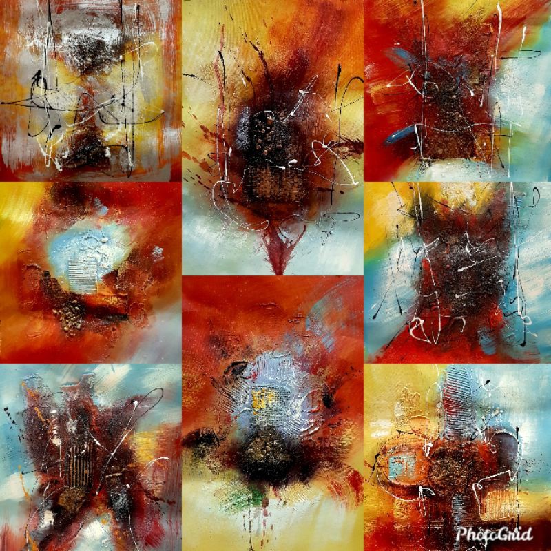 Lukisan Kanvas Abstrak Timbul ASLI Khas Bali 38x48