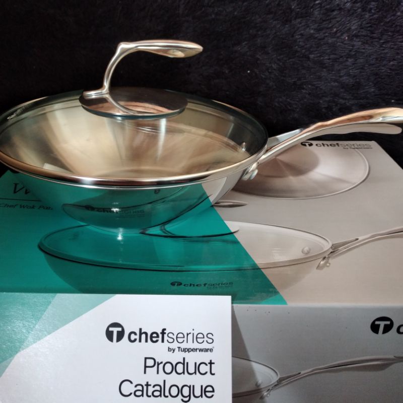 Wajan Tupperware/TChef Junior Wok Pan+Glass Cover 24 cm