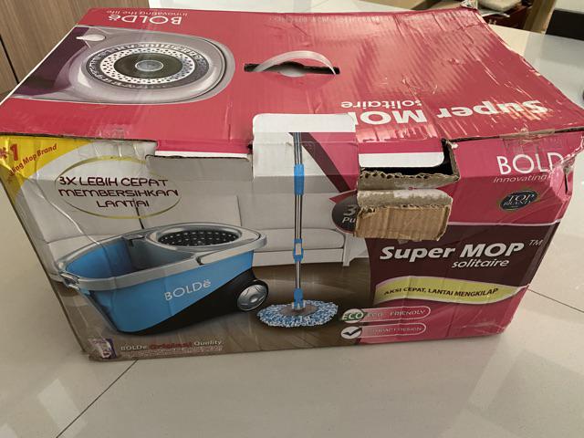 Bolde Alat Pel Super Mop Solitaire + Roda Stainless - Modern Wonder Mop Pel Putar Otomatis