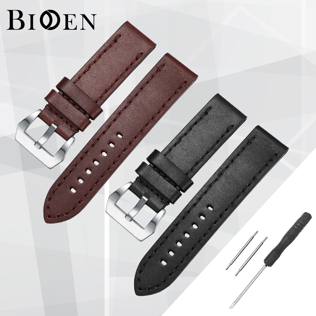 BIDEN Tali Jam Tangan Pria Lembut Nyaman 22mm/24mm Tali Kulit