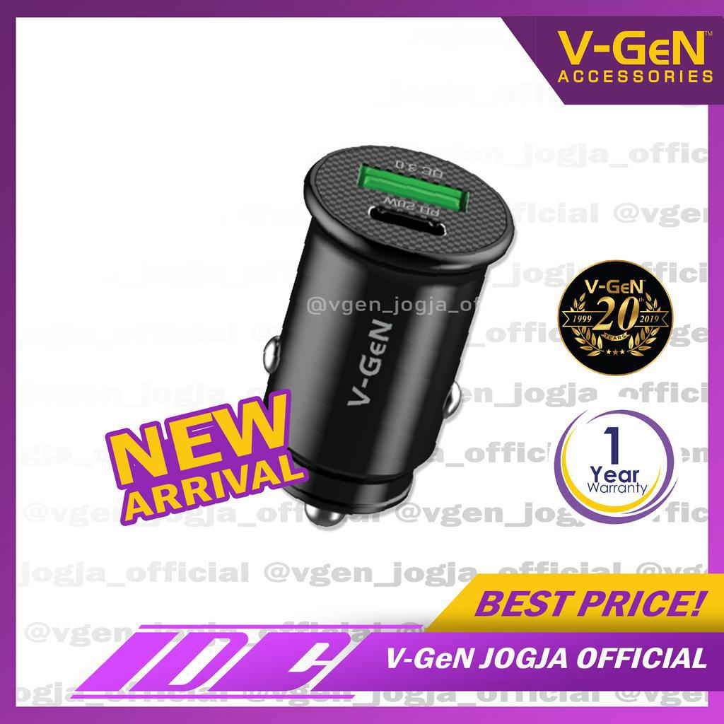 Car Charger V-GeN VCC2-32 QC3.0 PD 20W Type C Port LED Charger Mobil