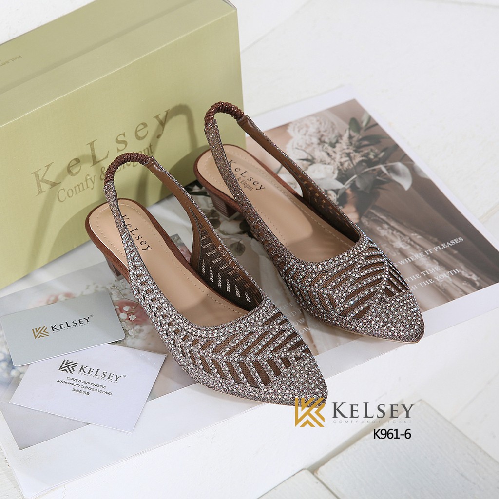 (GRATIS ALAS KAKI) Kelsey Sendal Heels Wanita 4cm Sandal Pesta K961-6