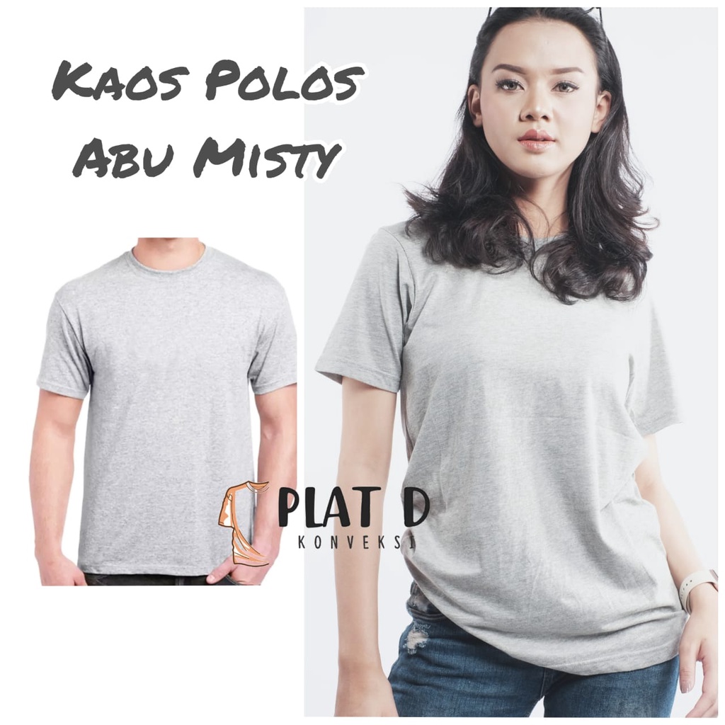 Kaos Polos Abu Misty Katun TC 30S Kaos Abu Polos 30S Unisex Pria Wanita