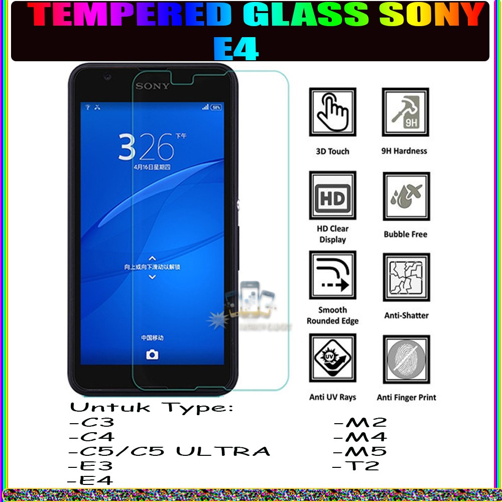 TEMPERED GLASS SONY Z5 / SONY Z5 DUAL SONY Z5 PLUS / Z5 PREMIUM SONY C4 SONY C5 ULTRA SONY E3 SONY E4 SONY M2 SONY M4 SONY M5 SONY T2 ANTI GORES KACA TEMPER GLASS - CLEAR