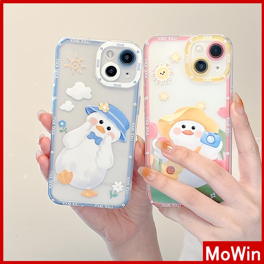 iPhone Case Silicone Soft Case Clear Case Square Edge Shockproof Protection Camera Cartoon Duck Cute Compatible For iPhone 11 iPhone 13 Pro Max iPhone 12 Pro Max iPhone 7 Plus xr