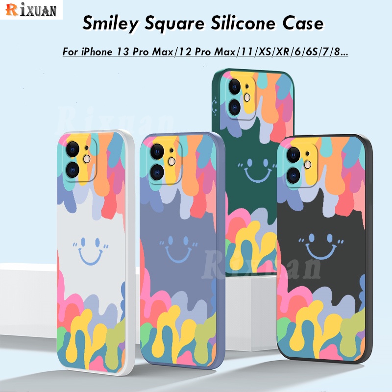 Casing Silikon Iphone 13 Pro Max 12 Pro Max 12 Mini 11 Pro Xr 6 6s 7 8 Plus Xs Motif Smiley Rixuan