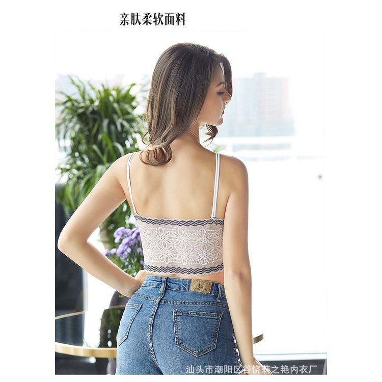 TF SET Bra Dan Celana dalam Korea Fashion Zig Zag Pakaian Dalam Wanita Bh Tanpa Kawat Renda Bra Sexy