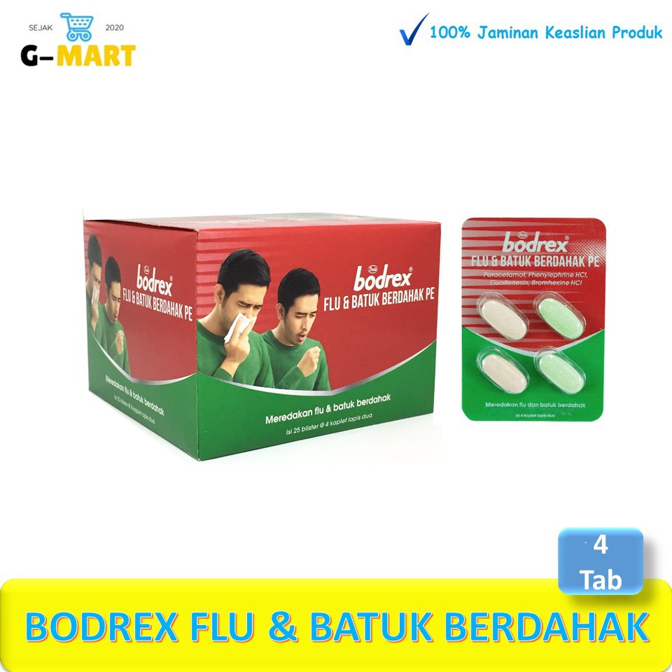 BODREX FLU & BATUK BERDAHAK PE Hijau [ Strip 4 tab] | Shopee Indonesia