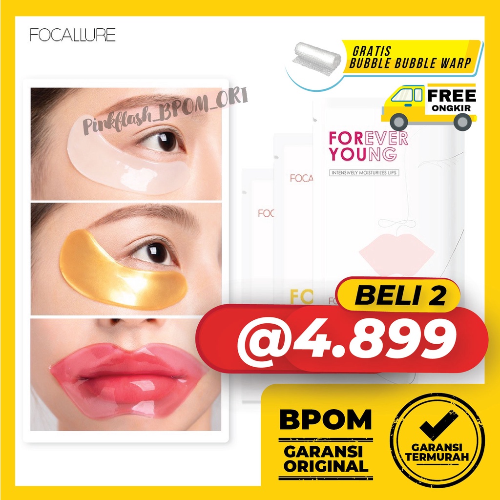 FOCALLURE Vitamin E Cherry Lip Mask &amp; Wrinkles and Dark Circles Remover Eye Mask - Skin Care Focallure Masker Bibir Focallure Masker Mata Focallure