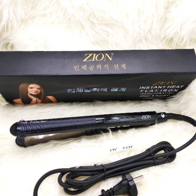 Catok rambut salon ionic ozonic dua jari lurus curly zion