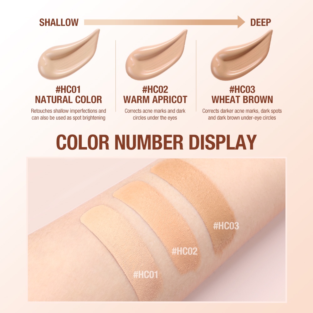 O.TWO.O Liquid Concealer Invisible Pores Liquid Concealer Flawless Makeup High Full Coverage Long Lasting