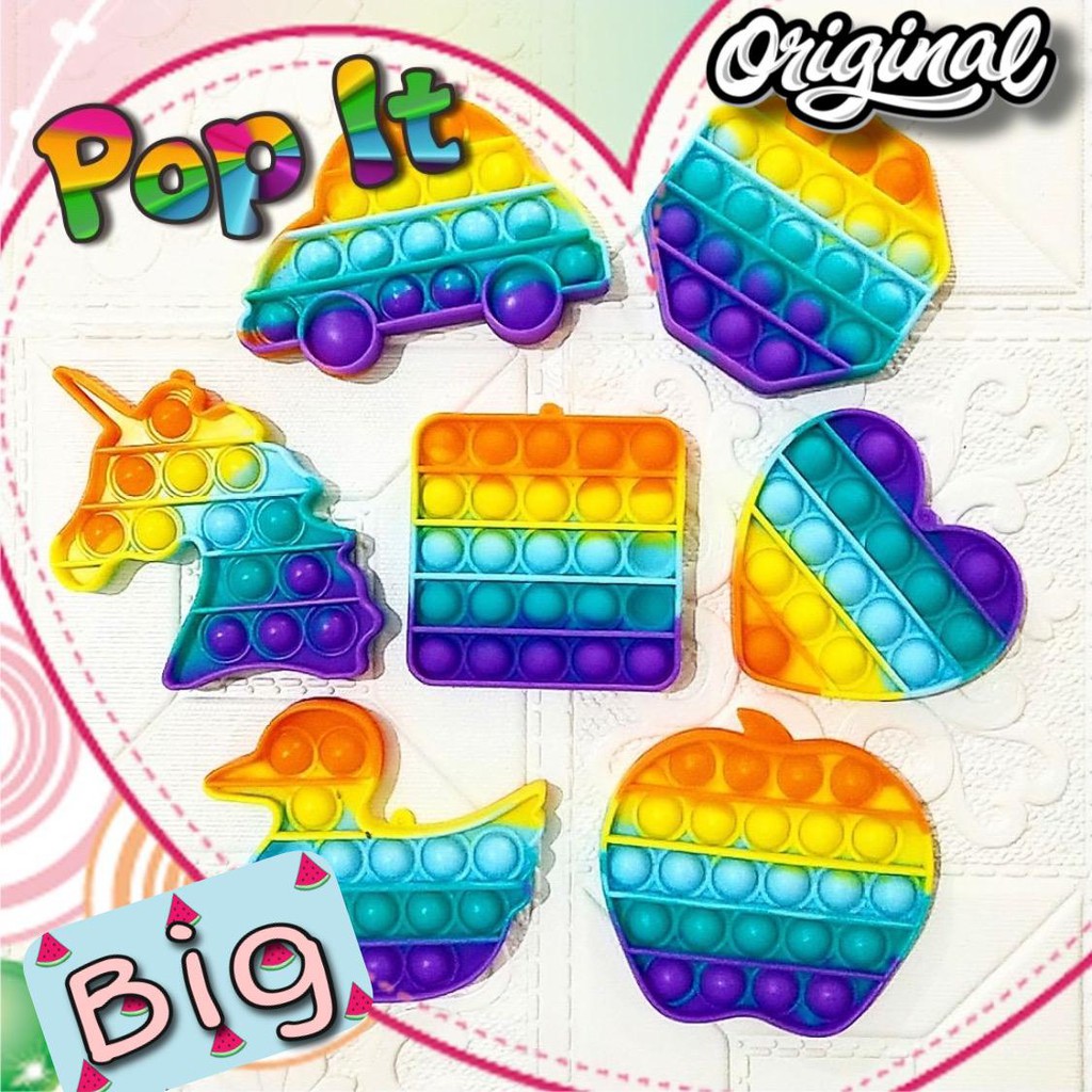 VS BG - POP IT BTS Square rainbow multicolor Fidget Toy Push bubble