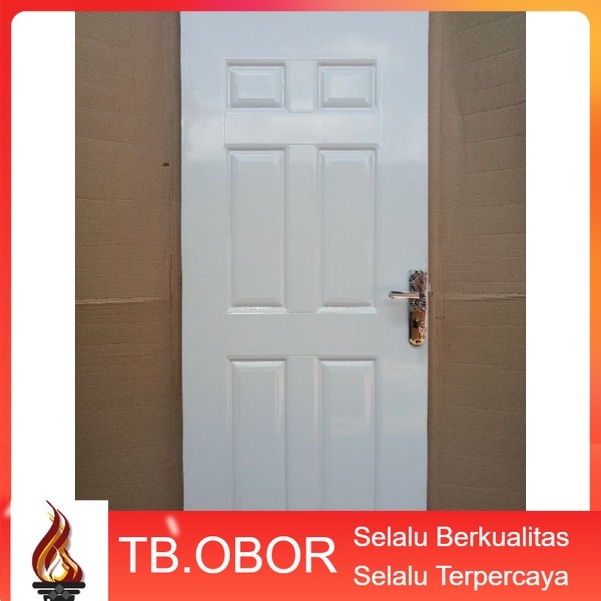 Pintu Kamar Tidur Utama Baja Alessa Motif Kotak Persegi Panjang Warna Putih Type Model 01 Full Panel
