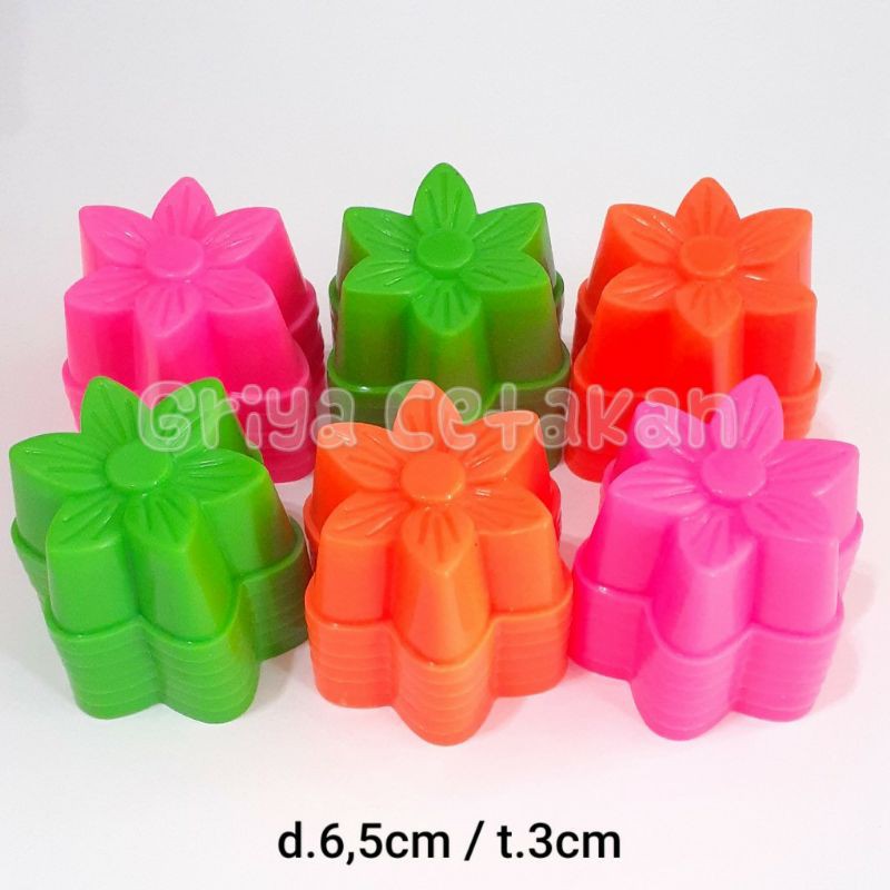 GC [ 12 ] PCS Cetakan Kue Kukus Cetakan Puding Agar Jelly Coklat Putu Ayu Bunga Tulip Kecil
