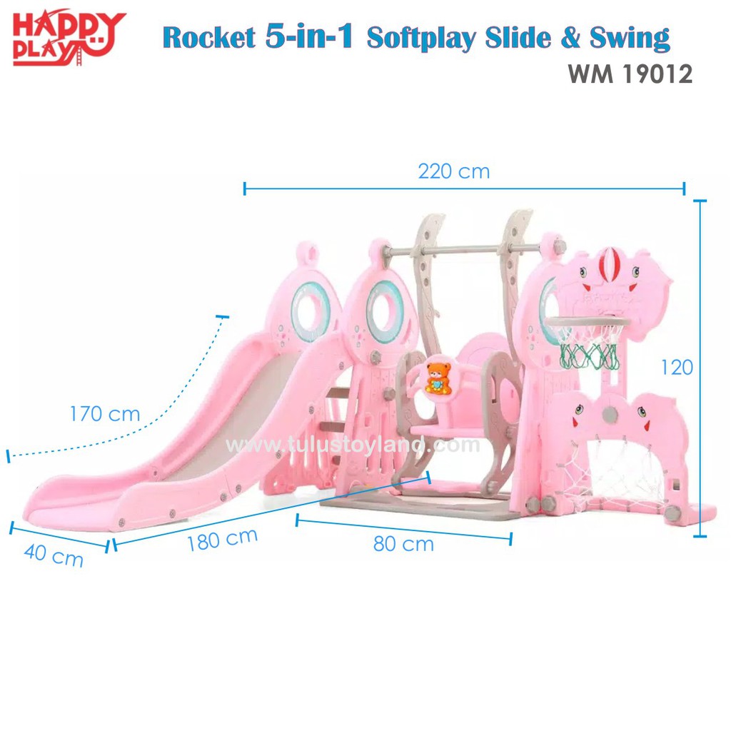 Perosotan Ayunan 5 in 1 Happy Play Rocket 5in1 Softplay Slide Swing Anak WM 19012 Soft Play WM19012