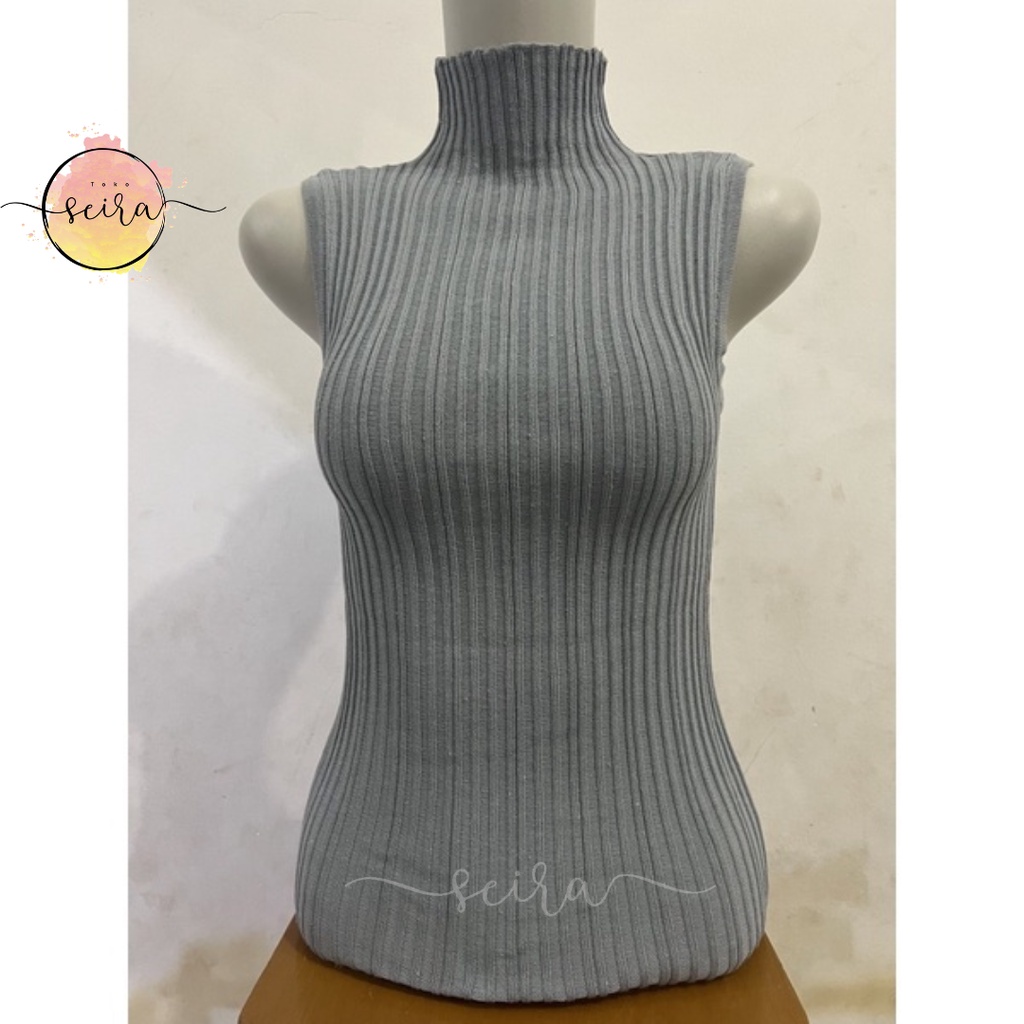 [BISA COD] Lidya Tutleneck Knit Tanktop Wanita Terbaru / Turtleneck Buntung Lidya