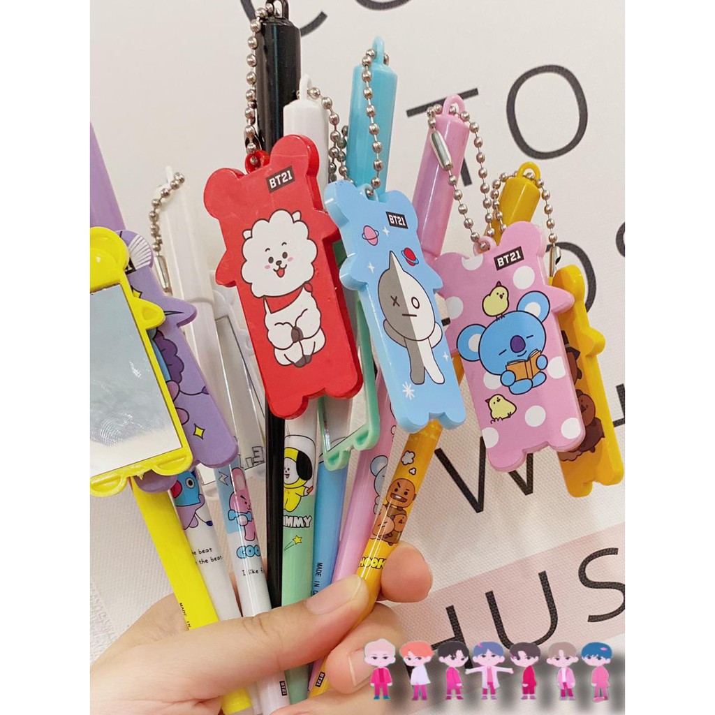 VS BG - PULPEN BT21 3 MOTIF KPOP Pulpen Cute Cartoon Ballpoint