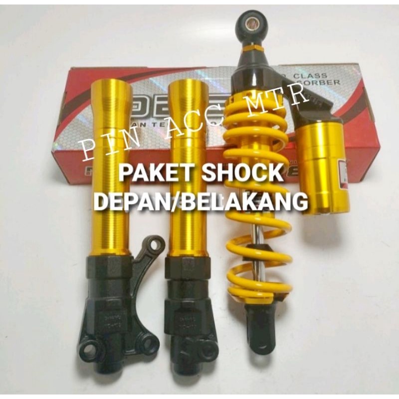 PAKET VARIASI SHOCK DEPAN/BELAKANG G PLUS DBS BEAT VARIO SKOOPY/MIO GT M3 SOUL DLL FINO DLL