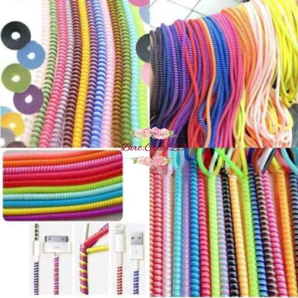 PELINDUNG KABEL 2 WARNA warni lilitan Charger spiral data cable  / CORD PROTECTOR SPIRAL 2 TONE bahan bagus BC5911