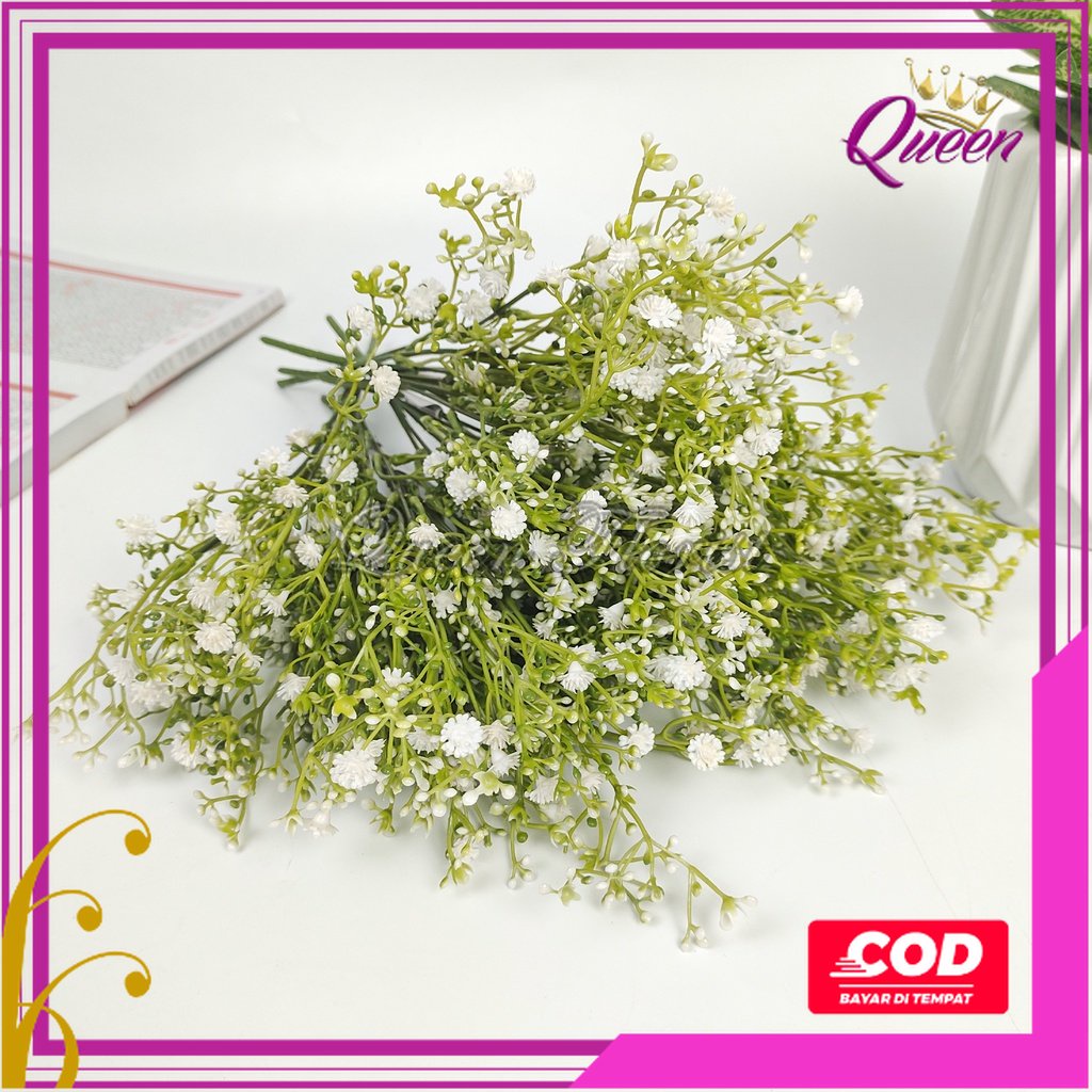 Bunga Baby Breath cabang 5 artificial /Nanas Menik hiasan pikkok gypso termurah dekorasi Plastik imitasi buatan import homedecor gypsophila