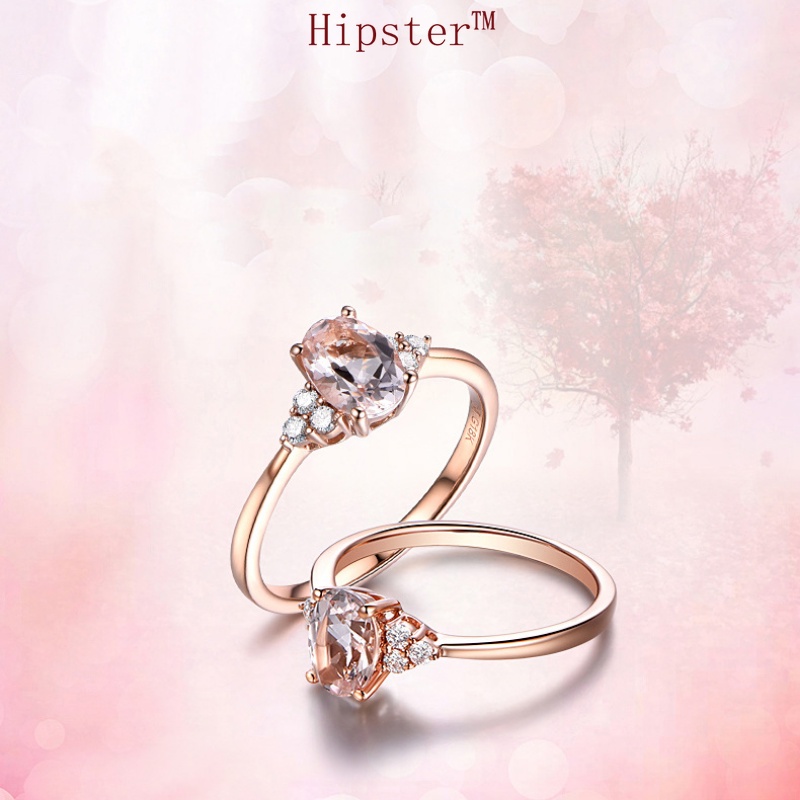 Hot Sale Trendy Fashion Exquisite Refined Grace Inlaid Oval White Crystal Rose Gold Ring