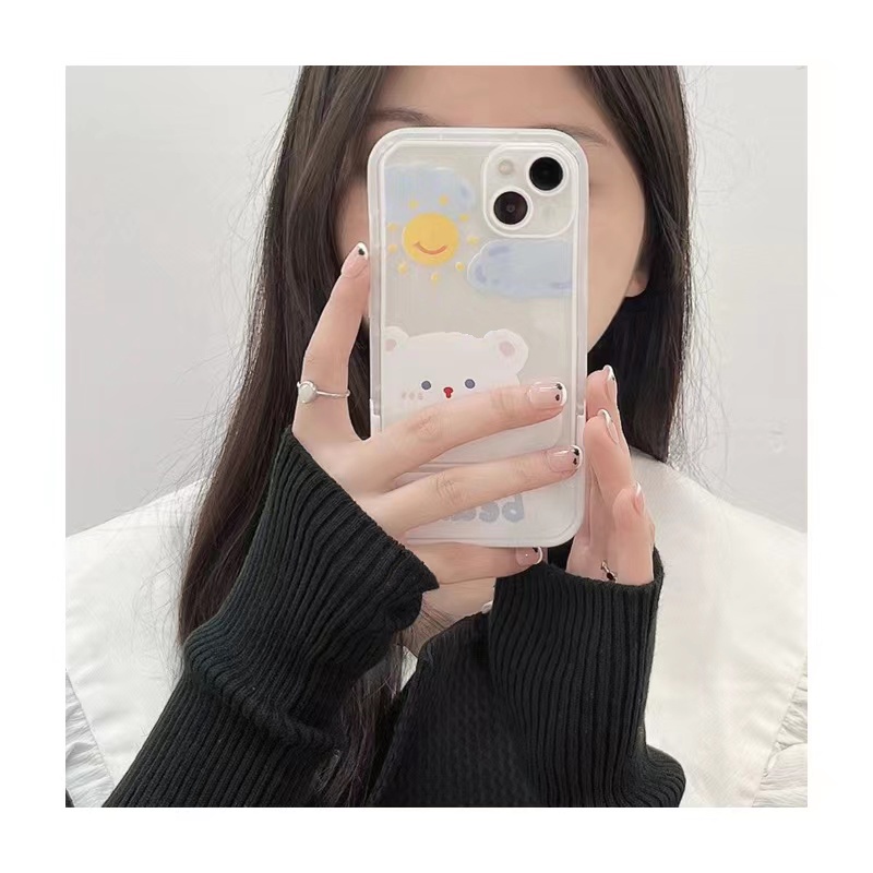 Soft Case Bahan Silikon TPU Motif Beruang Untuk IPhone 13 12 11 Pro Max X XR XS 8 7 Plus 6 6S SE 2020