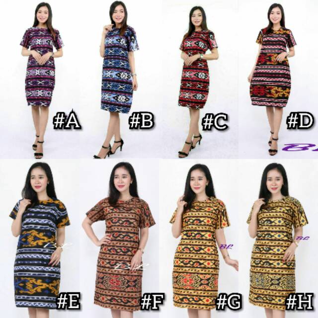 DRESS BATIK MOTIF TENUN TROSO SONGKET MODERN MURAH ETHNIC