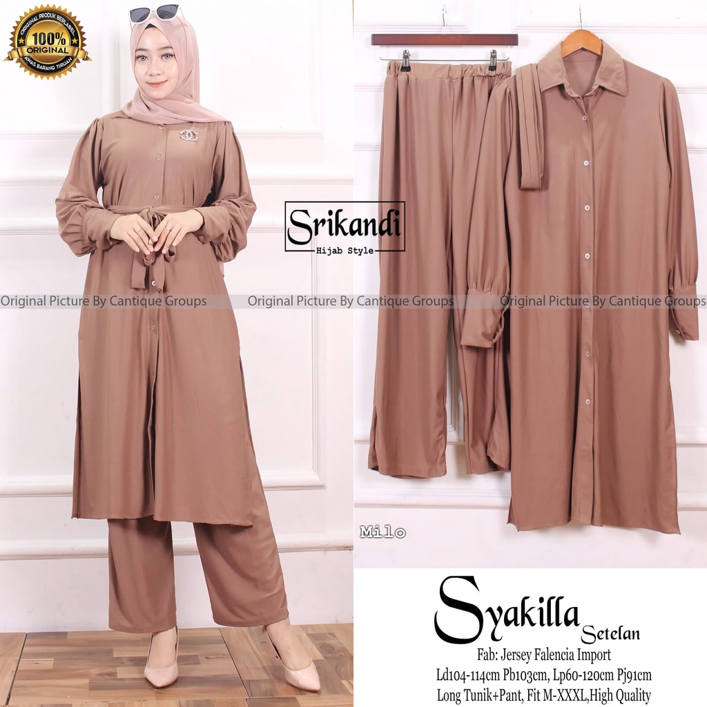 Set wanita jumbo LD 108 melar 118 setelan tunik polos mat jersey falencia one set big size lengan panjang Ori Srikandi | Kelly Asyifa Yumia Syakilla Whiteney-1