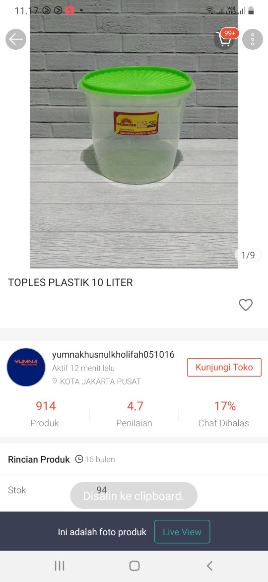 Toples Plastik 10 Liter